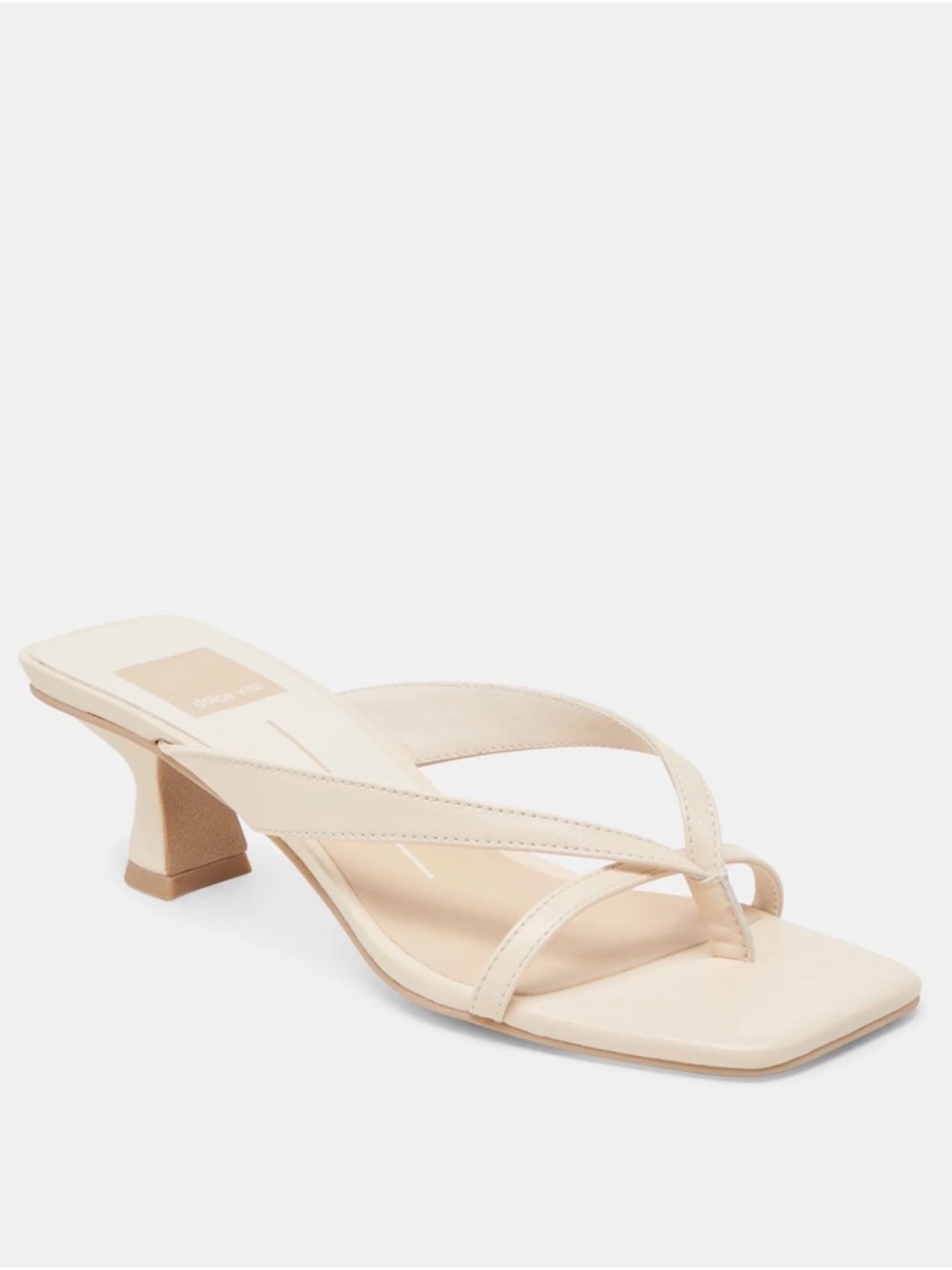 Dolce Vita Cream Strappy Toe-Loop Kitten Heel Sandal